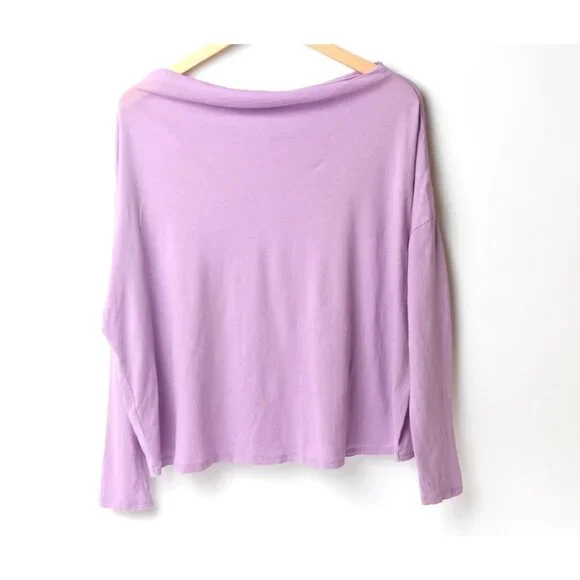Vince Light Purple Pink Sheer Crew Neck Knit Top Cowl Neck Size S 100% Cotton - Picture 5 of 12